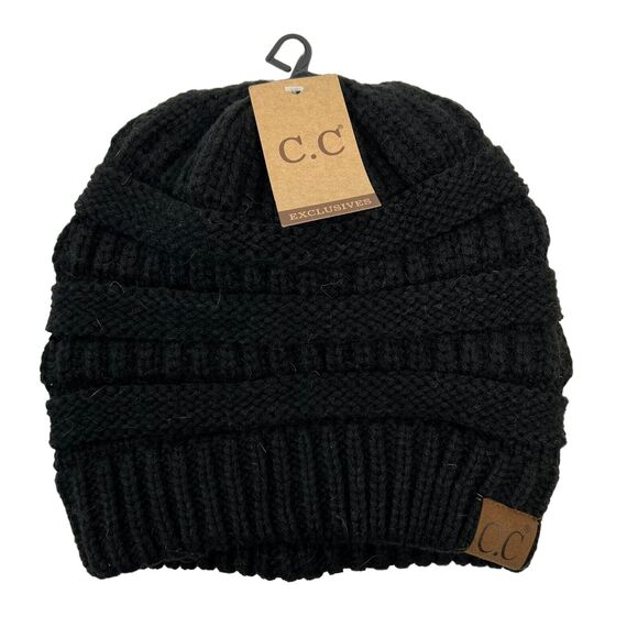 CC Beanie Winter Trendy Warm Oversized Chunky Baggy Stretchy Slouchy Skully Hat - Picture 1 of 8
